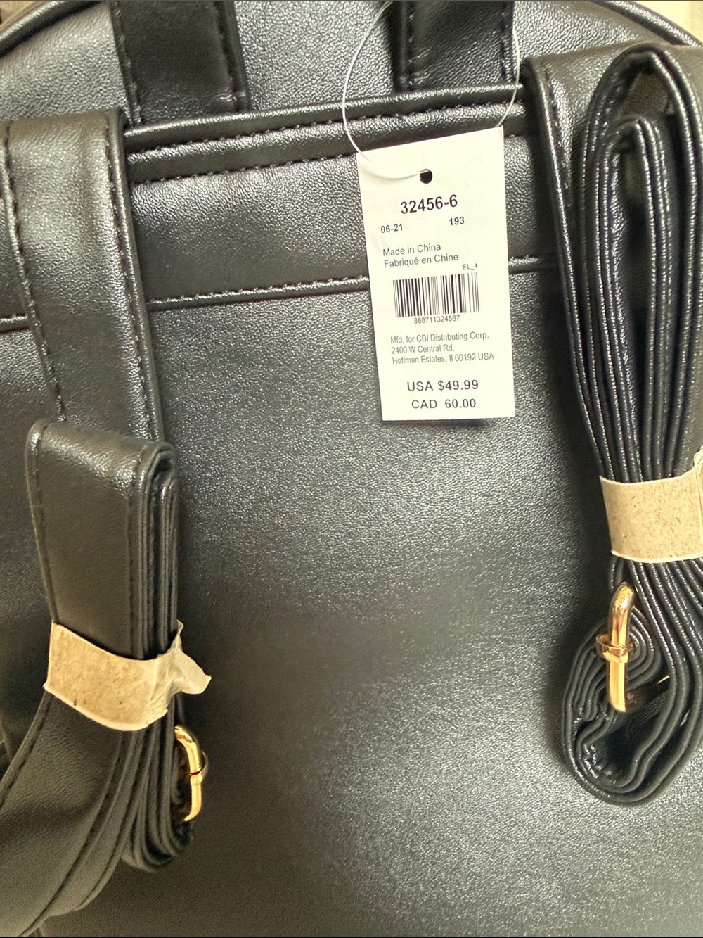 NWT Claire’s Black Quilted Mini Backpack Gold Studded Faux Leather Bag - Picture 3 of 10